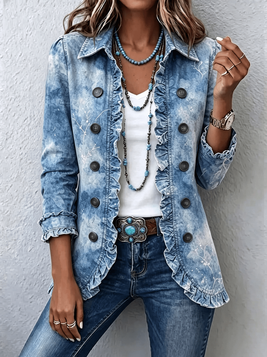 Lorena | Chaqueta vintage con estampado botánico y volantes en estilo bohemio - Isabel de Sevilla