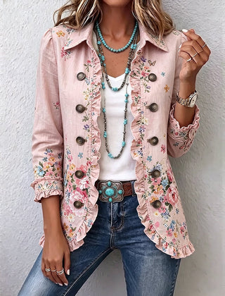 Gema | Chaqueta con botones y volante floral - Isabel de Sevilla