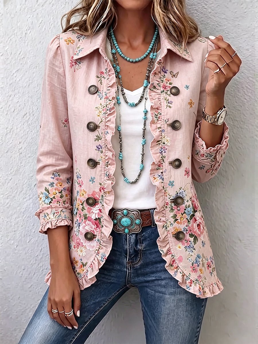 Gema | Chaqueta con botones y volante floral - Isabel de Sevilla
