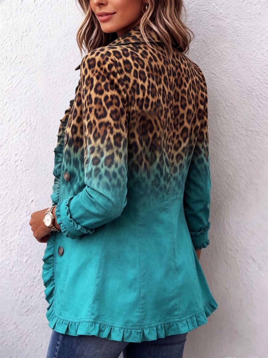 Rosa | Chaqueta blazer con volantes en degradado de leopardo - Isabel de Sevilla