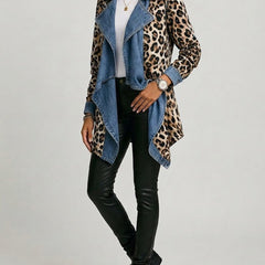 Alba | Chaqueta de media longitud con paneles de mezclilla y estampado de leopardo - Isabel de Sevilla