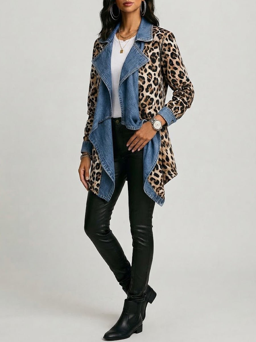 Alba | Chaqueta de media longitud con paneles de mezclilla y estampado de leopardo - Isabel de Sevilla