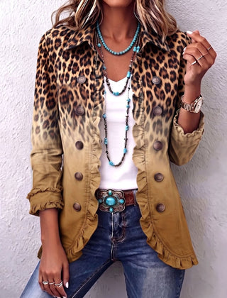 Rosa | Chaqueta blazer con volantes en degradado de leopardo - Isabel de Sevilla