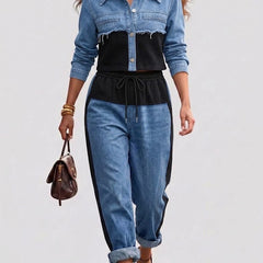 Eugenia | Conjunto de chaqueta corta y pantalones de pierna ancha en bloques de color - Isabel de Sevilla