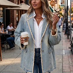Verónica | Blazer de gran tamaño estilo vintage con bordes deshilachados - Isabel de Sevilla
