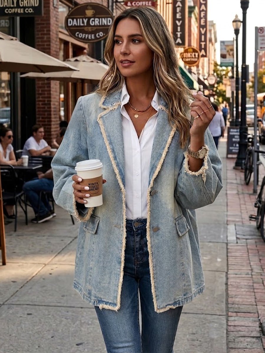 Verónica | Blazer de gran tamaño estilo vintage con bordes deshilachados - Isabel de Sevilla