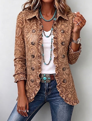 Consuelo | Chaqueta con volantes de estampado floral bohemio vintage - Isabel de Sevilla