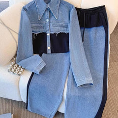 Eugenia | Conjunto de chaqueta corta y pantalones de pierna ancha en bloques de color - Isabel de Sevilla