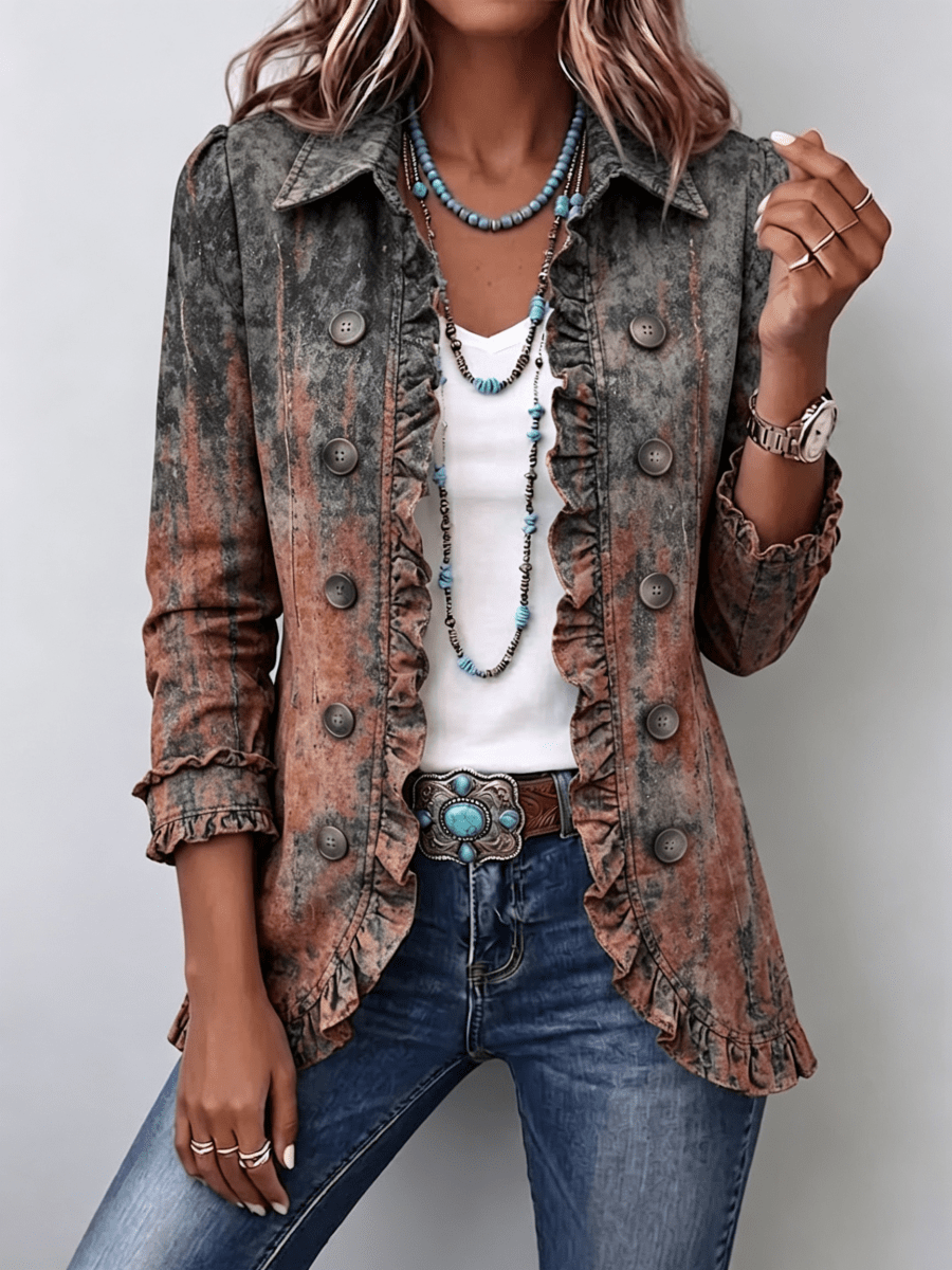 Reyes | Chaqueta de volantes con estampado texturizado en degradado vintage - Isabel de Sevilla