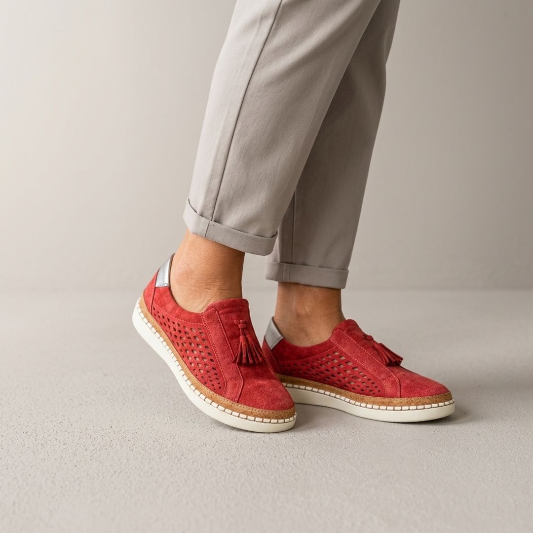 Carmen | Zapatillas Slip-On Perforadas con Borlas y Suela de Corcho - Isabel de Sevilla