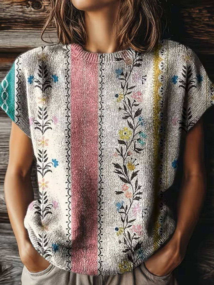 Women's Floral Art Retro Printed Tops