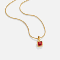 Collar con Colgante Cuadrado Birthstone (Piedra de Nacimiento) - Isabel de Sevilla