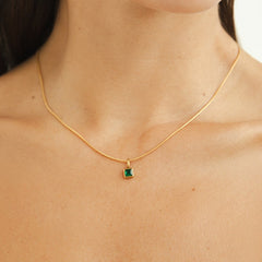 Collar con Colgante Cuadrado Birthstone (Piedra de Nacimiento) - Isabel de Sevilla